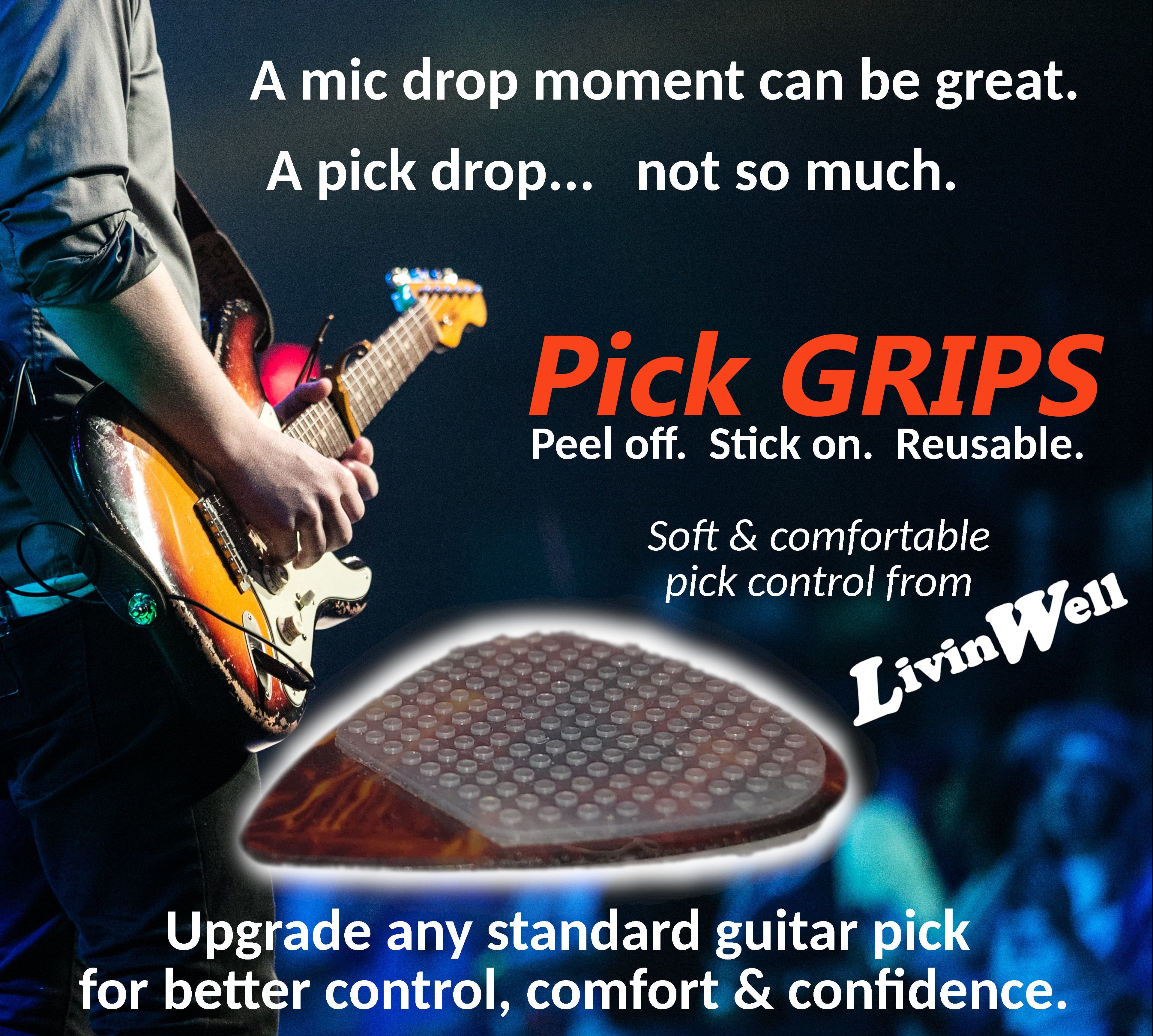 Buy the best stick-on grip surface solution for guitar picks