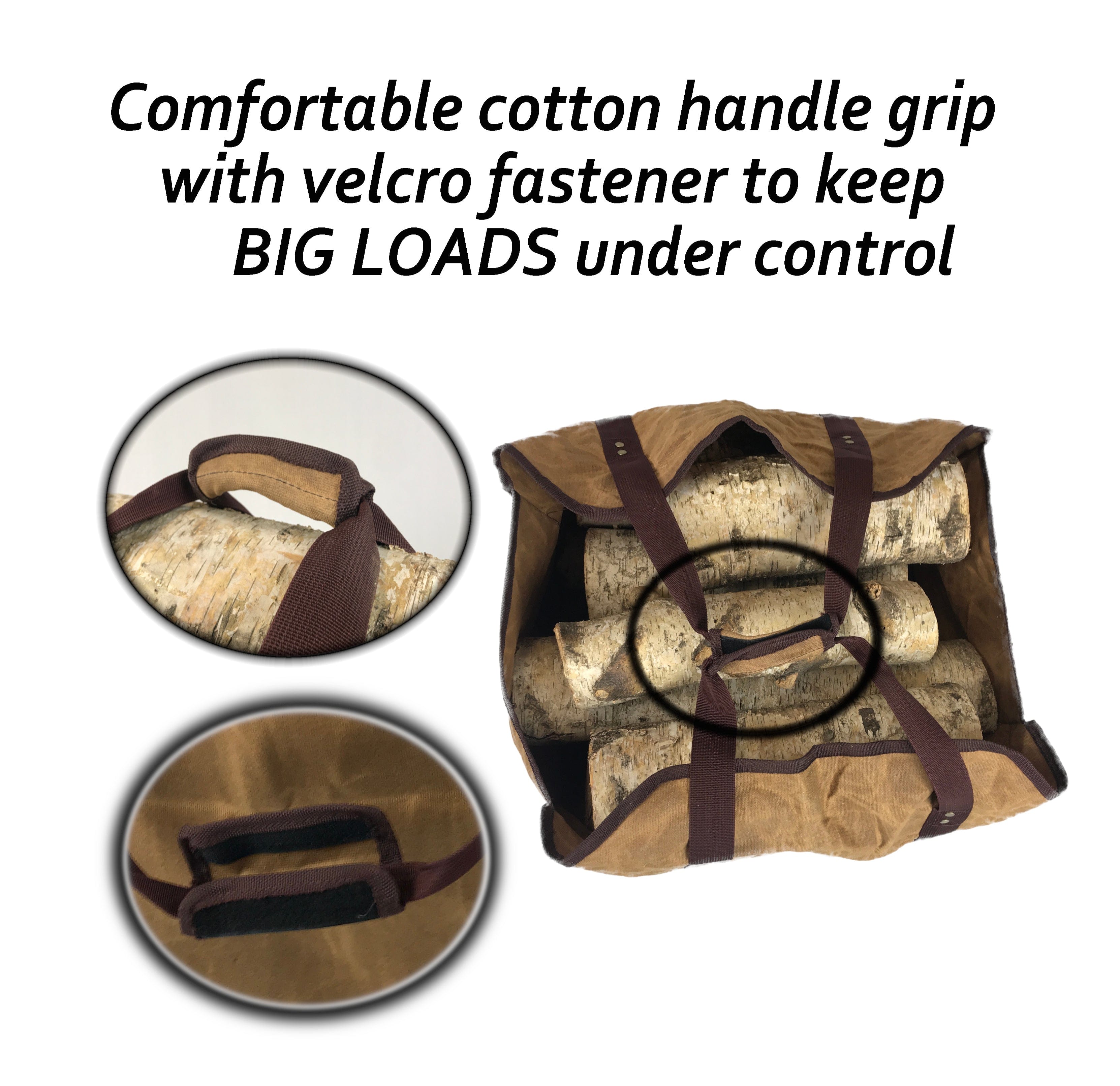 Heavy Duty Large Waxed Canvas Firewood Carrier Tote Bag with Optional ...